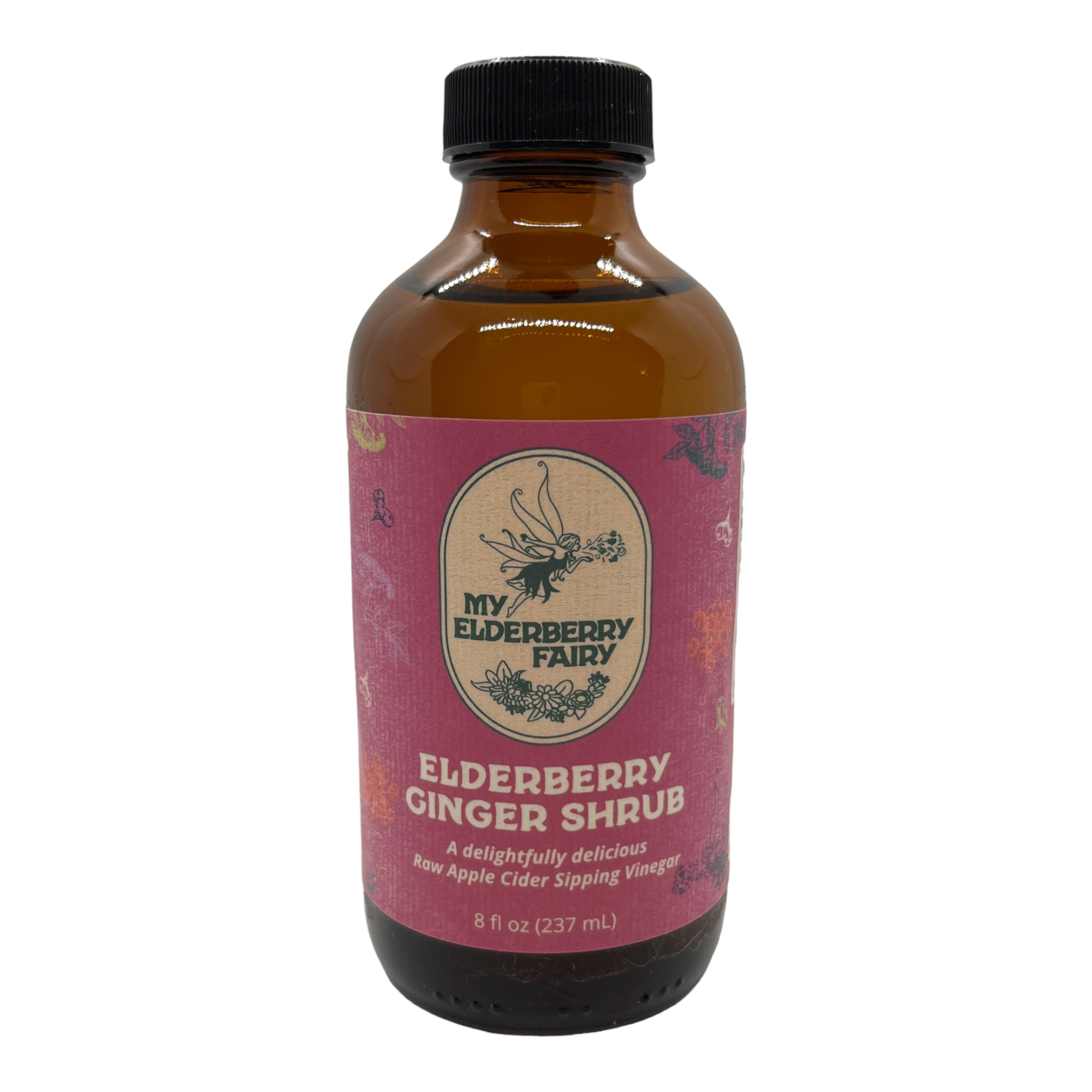 Elderberry Ginger Shrub – Spiced Botanical Vinegar Elixir (8 oz)