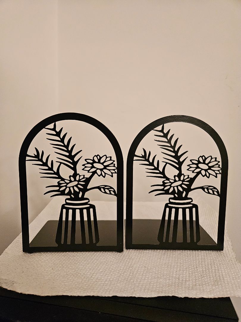 Metal Bookends with Flowers SET OF 2