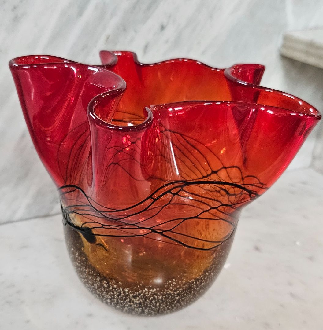 Handblown Glass Handkerchief Vase