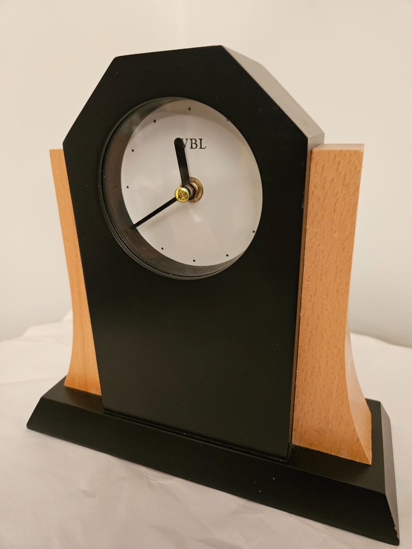 Wooden Black and Tan Mantel Clock