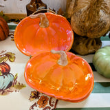 Long Lustrous Orange Pumpkin Ceramic Plate