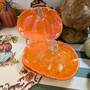 Long Lustrous Orange Pumpkin Ceramic Plate