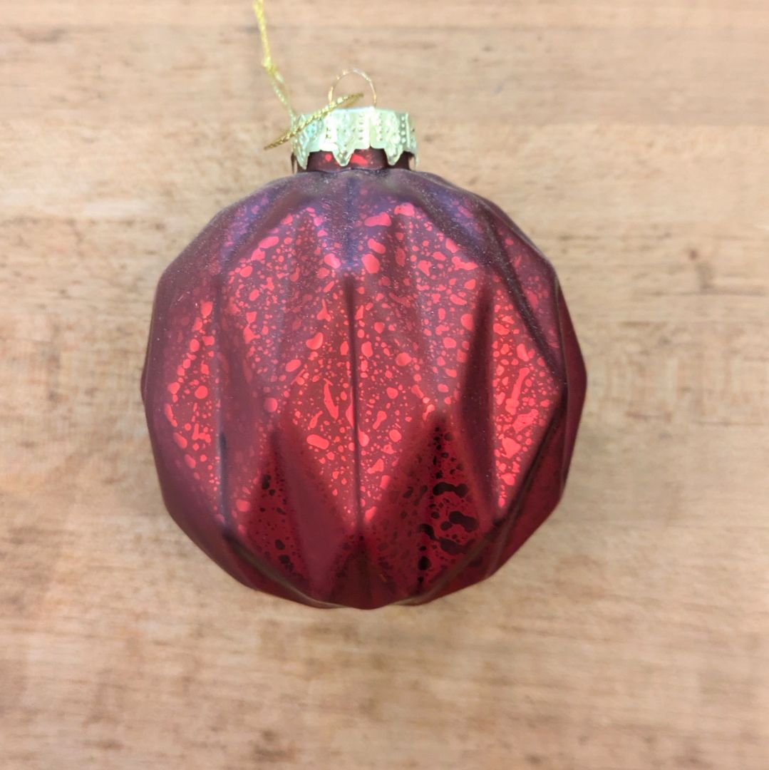 Round Marble Textured Red Ornament
