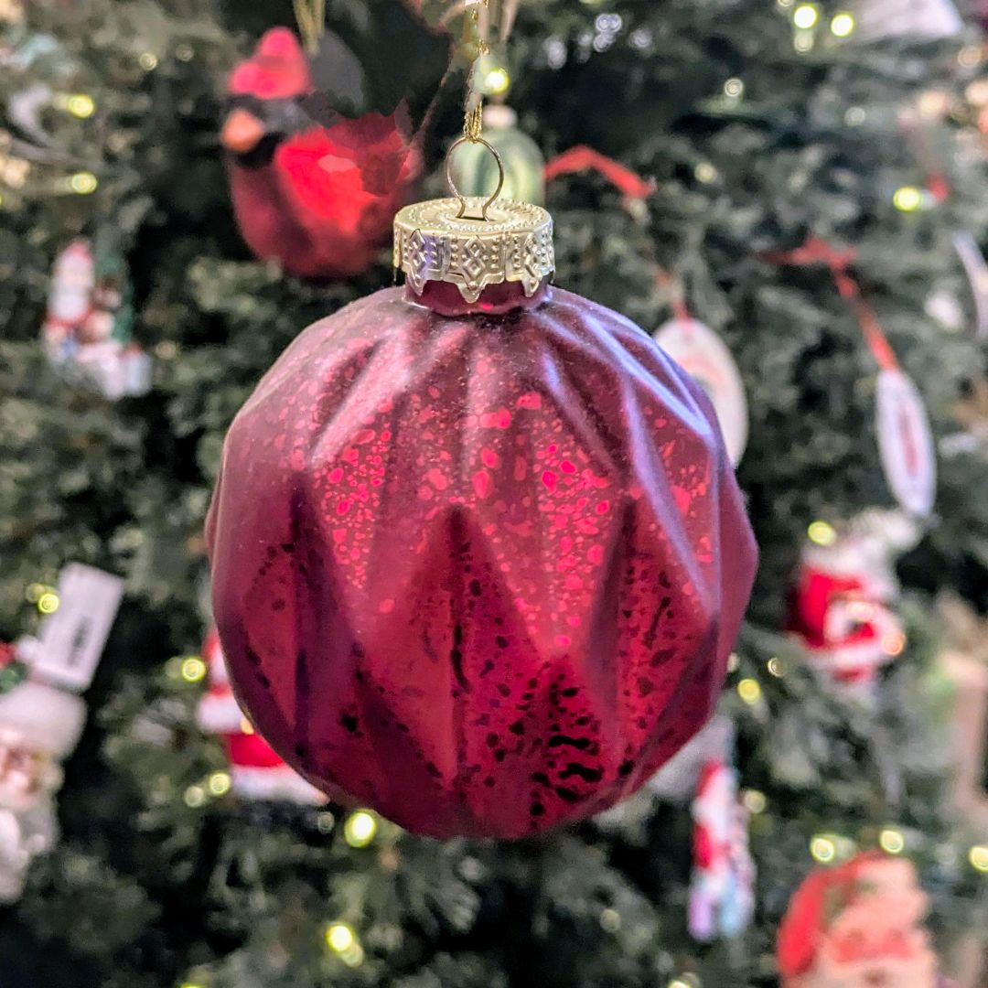 Round Marble Textured Red Ornament