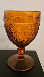 Vintage Indiana Glass Amber Water Goblets - Set of 6
