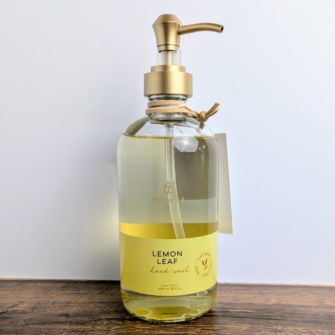 Lemon Leaf Large Hand Wash in Glass Soap Dispenser