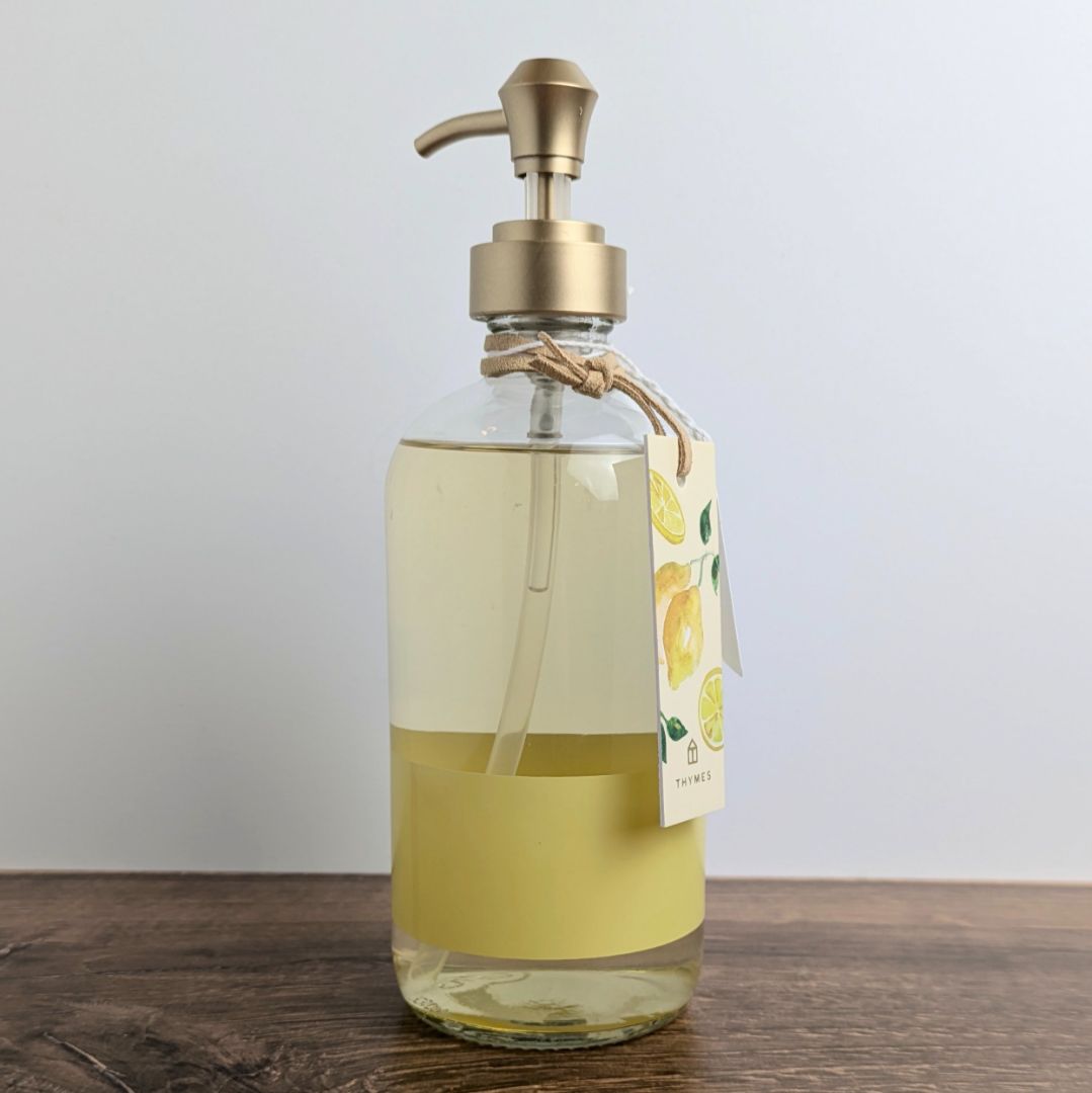 Lemon Leaf Large Hand Wash in Glass Soap Dispenser