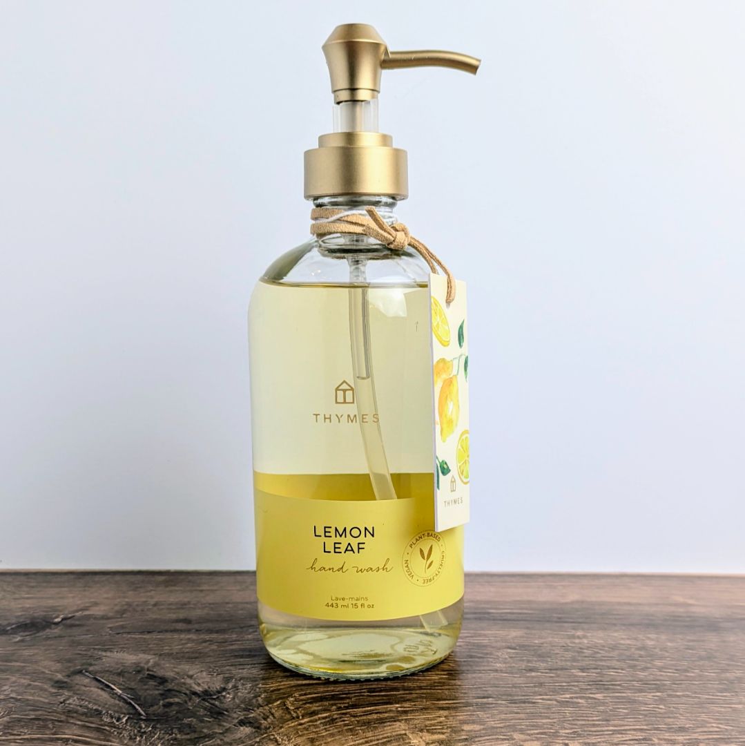 Lemon Leaf Large Hand Wash in Glass Soap Dispenser