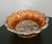 Vintage Marigold Carnival Glass Bowl with Scalloped Rim