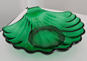 Vintage Anchor Hocking Emerald Green Sea Shell Candy or Soap Dish