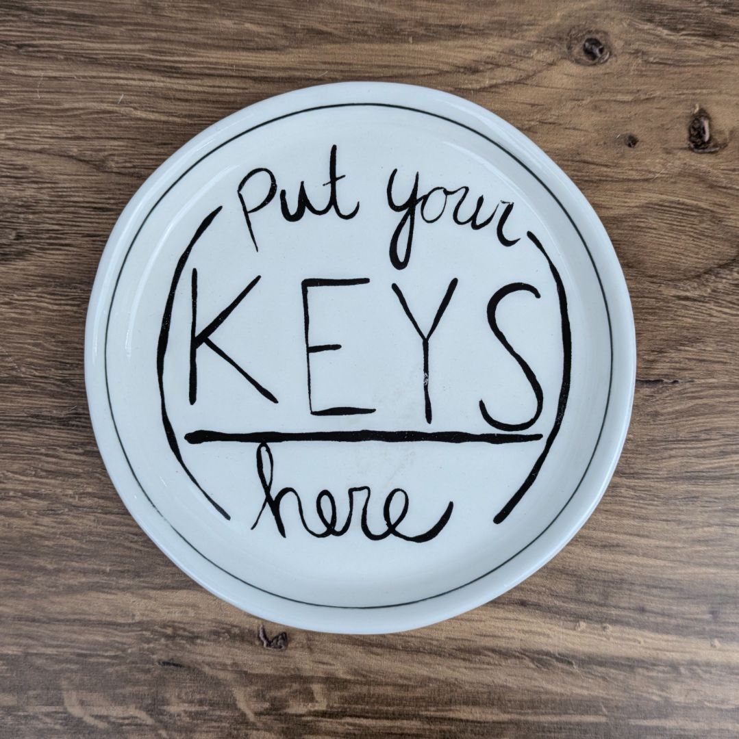 Put Your Keys Here Stoneware 5" Dish