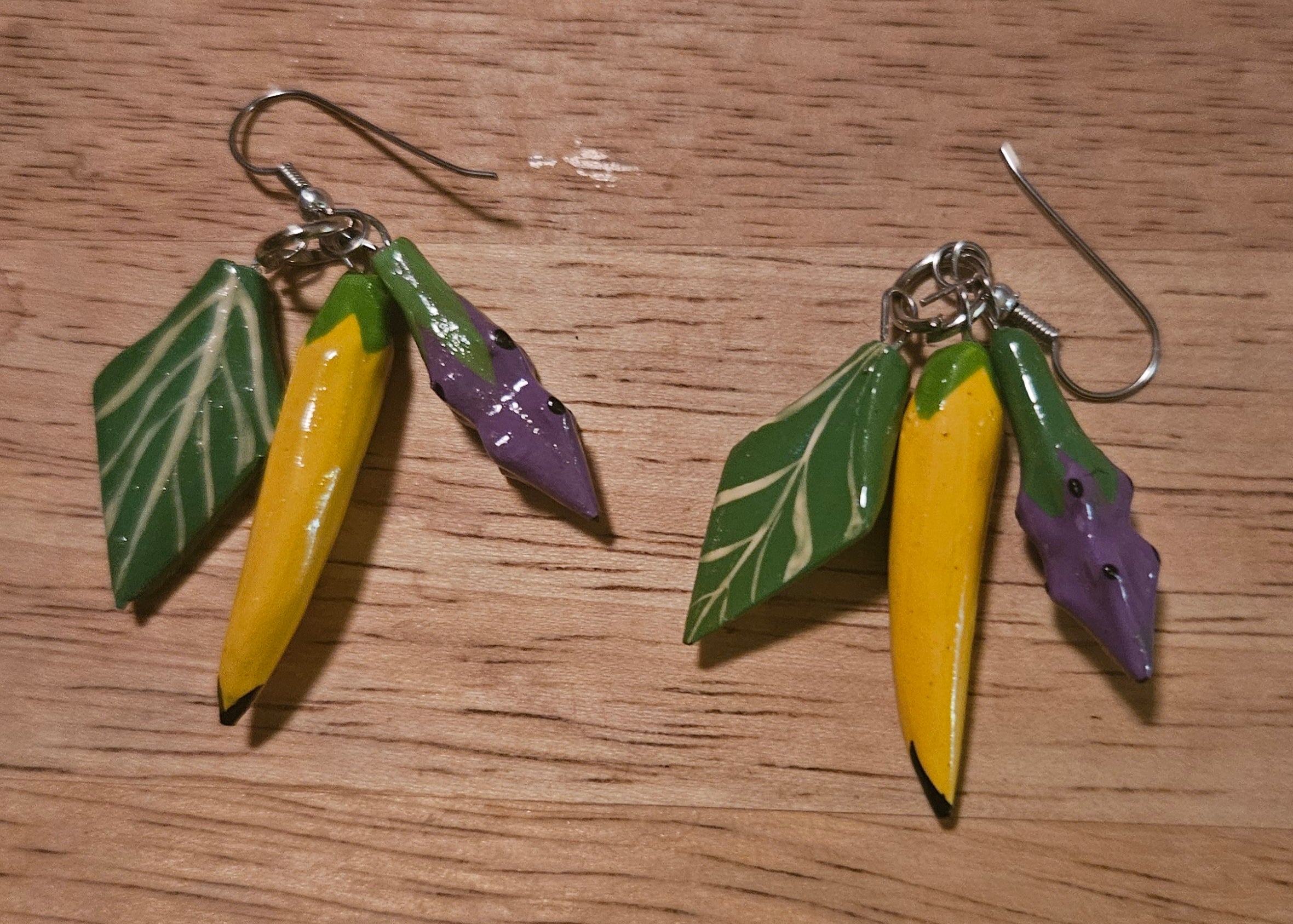 Vintage Banana & Leaves Dangle Earrings