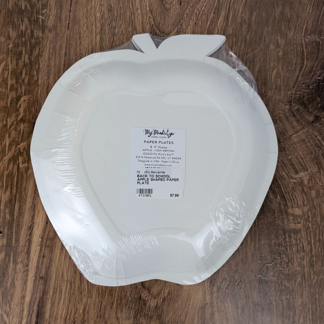BACK TO SCHOOL APPLE SHAPED PAPER PLATE