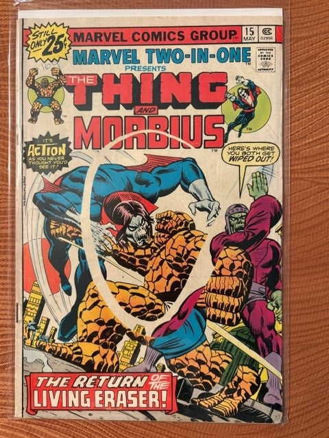 1975 MARVEL Two-in-One #15 The Thing and Morbius.  Still has the Marvel Value Stamp!