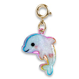 Gold Glitter Tie-Dye Dolphin Charm - Charm It