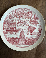 Wisconsin Souvenir Plate - Red