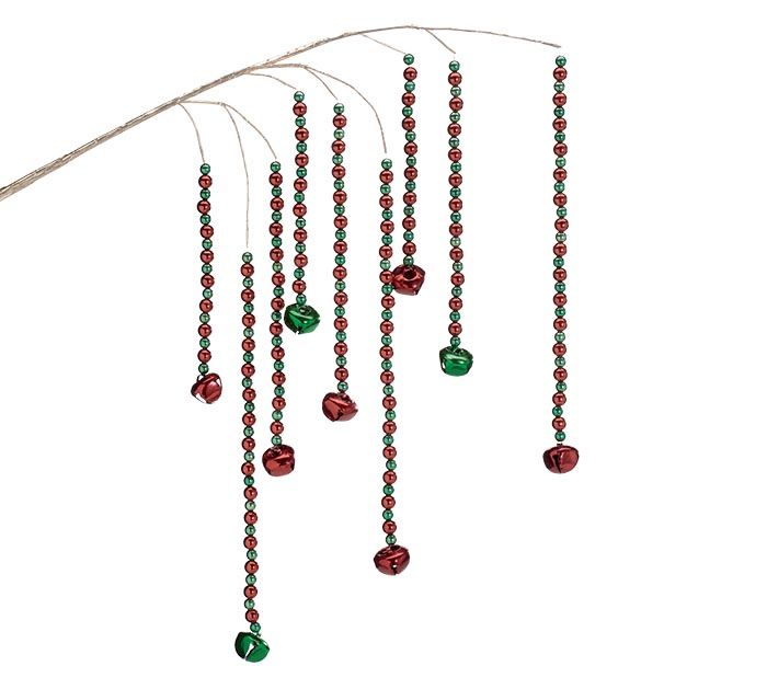 25" Red and Green Beaded Spray
