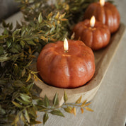 3.5" Orange Pumpkin Candle – Flameless 3D Flame, 6 Hour Timer