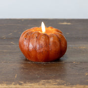3.5" Orange Pumpkin Candle – Flameless 3D Flame, 6 Hour Timer