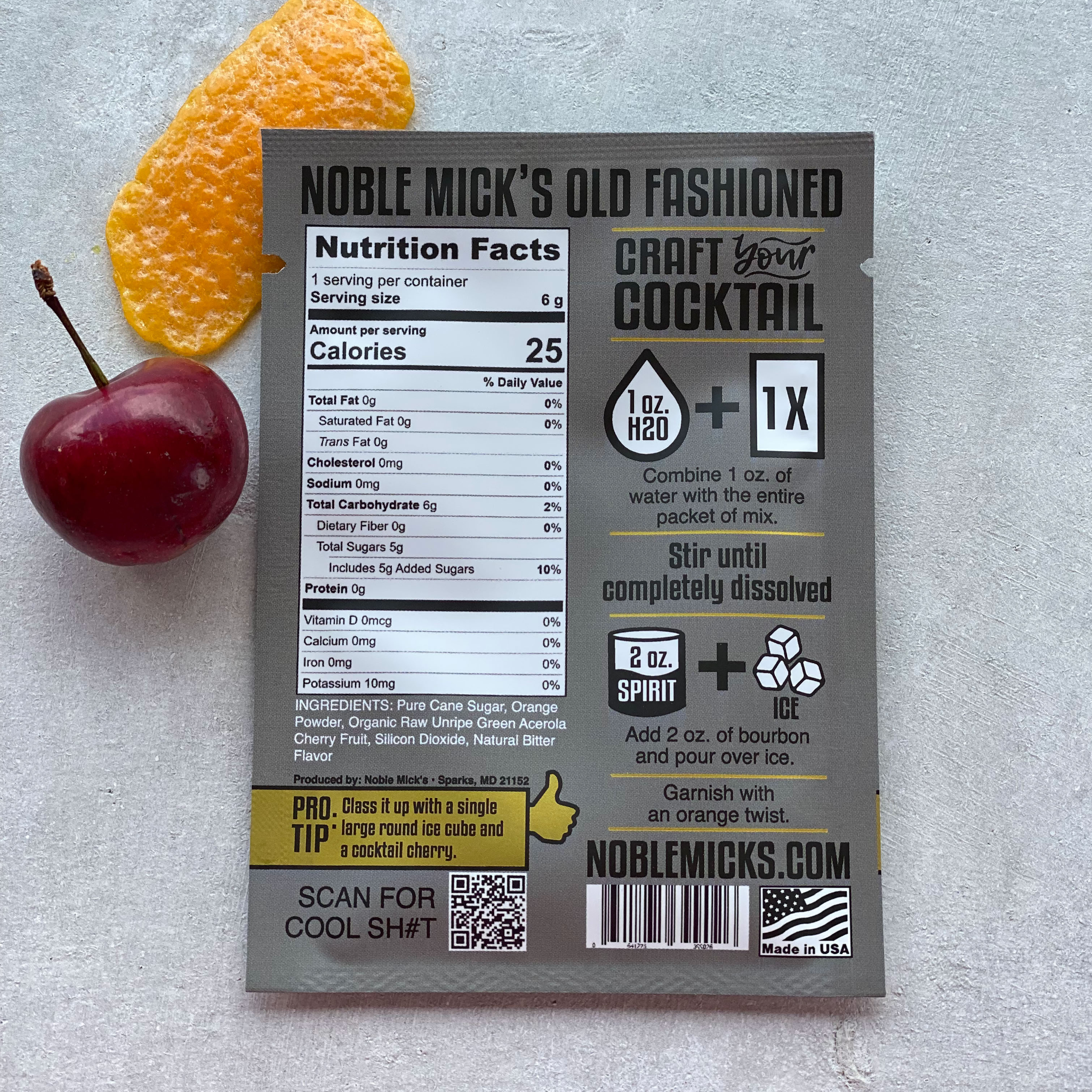 Old Fashioned Single Serve Craft Cocktail Mix – 2oz by Noble Micks