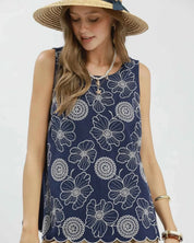 Fresh For Summer Sleeveless Top - Navy
