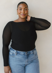 Second Skin Sheer Long Sleeve Mesh Top – Curvy