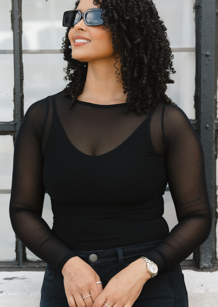 Second Skin Sheer Long Sleeve Mesh Top – Curvy