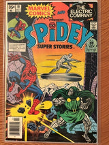1976 MARVEL Spidey Super Stories #19.  It still has the Spidey stamp on the back cover.