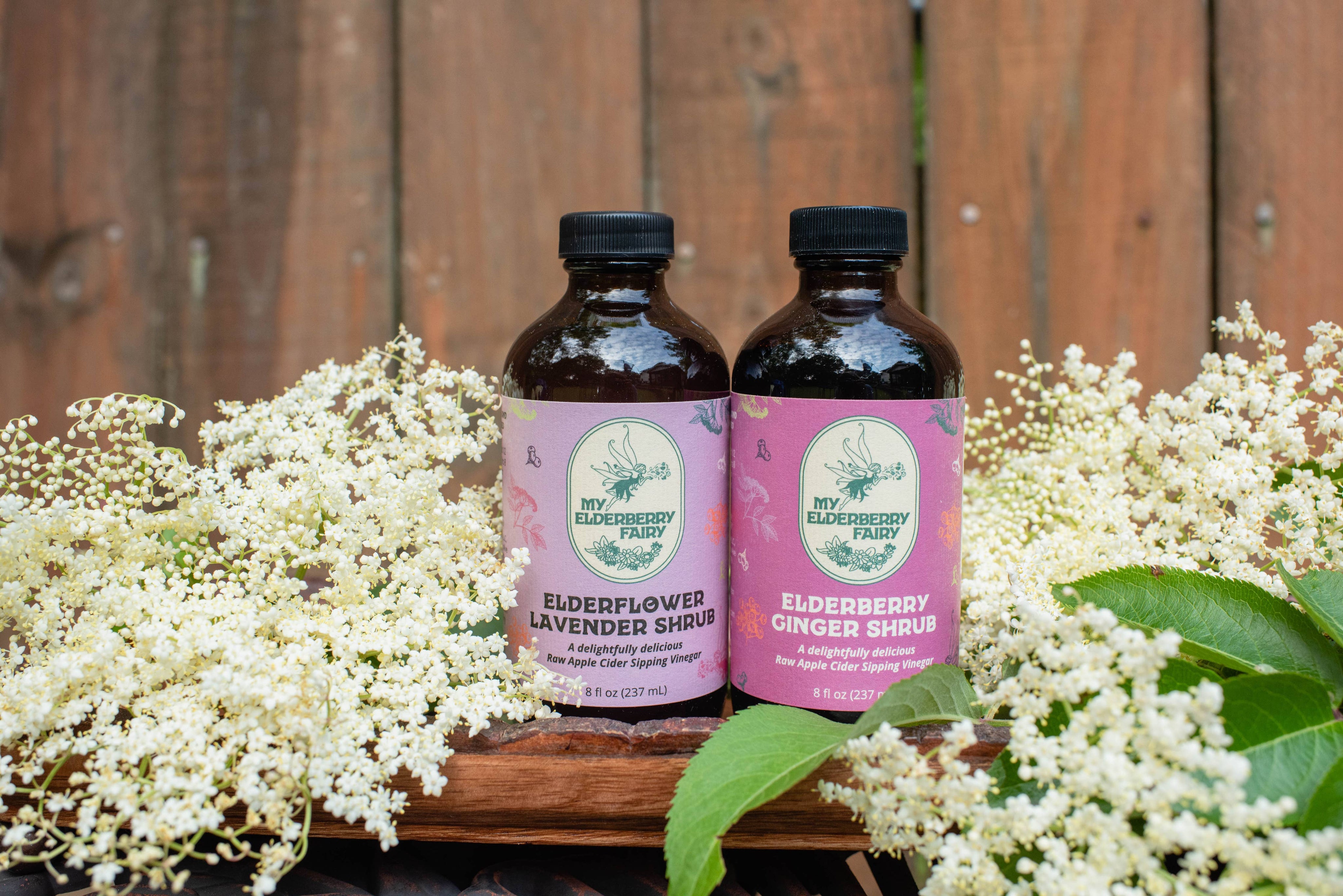 Elderflower Lavender Shrub – Botanical Vinegar Elixir (8 oz)