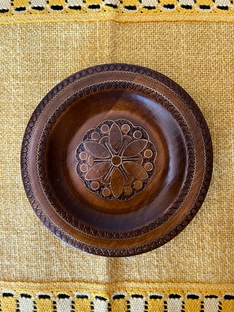 6.5" Hand-Carved Polish Folk Art Wooden Plate
