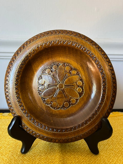 6.5" Hand-Carved Polish Folk Art Wooden Plate