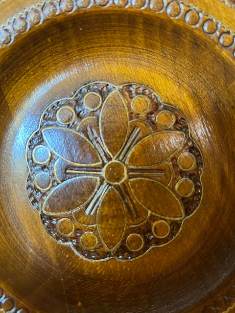 6.5" Hand-Carved Polish Folk Art Wooden Plate
