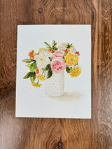 8” x 10” Watercolor Bouquet in Hobnail Vase Print