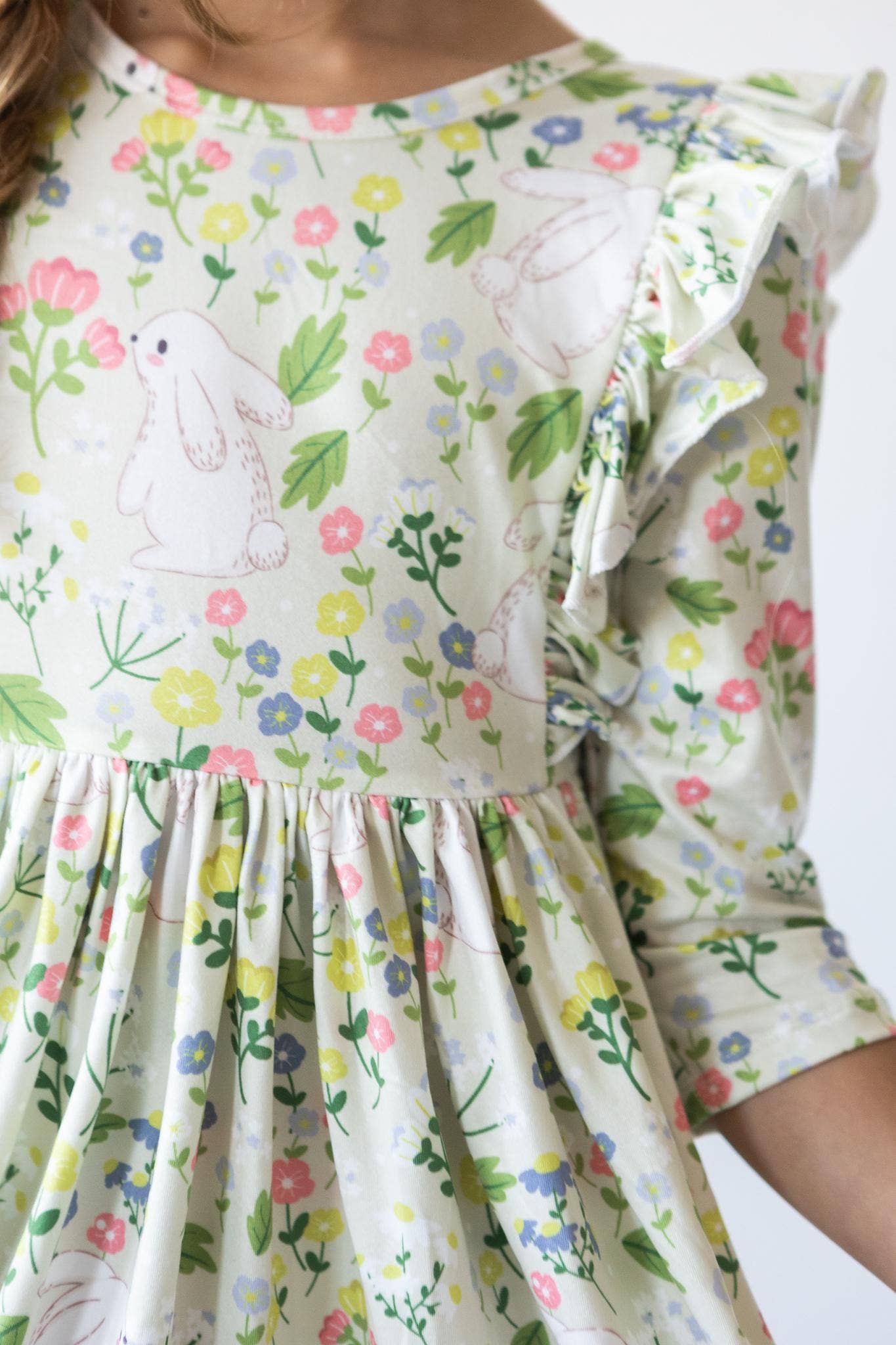 No Bunny Like You 3/4 Sleeve Ruffle Twirl Dress