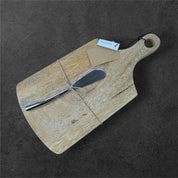 Mango Wood Cheese & Cutting Board with Canapé Knife – Entertain in Style (4 Assorted Styles)