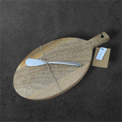 Mango Wood Cheese & Cutting Board with Canapé Knife – Entertain in Style (4 Assorted Styles)
