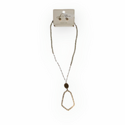 Long Gold and Gray Necklace with Stud Earrings Set