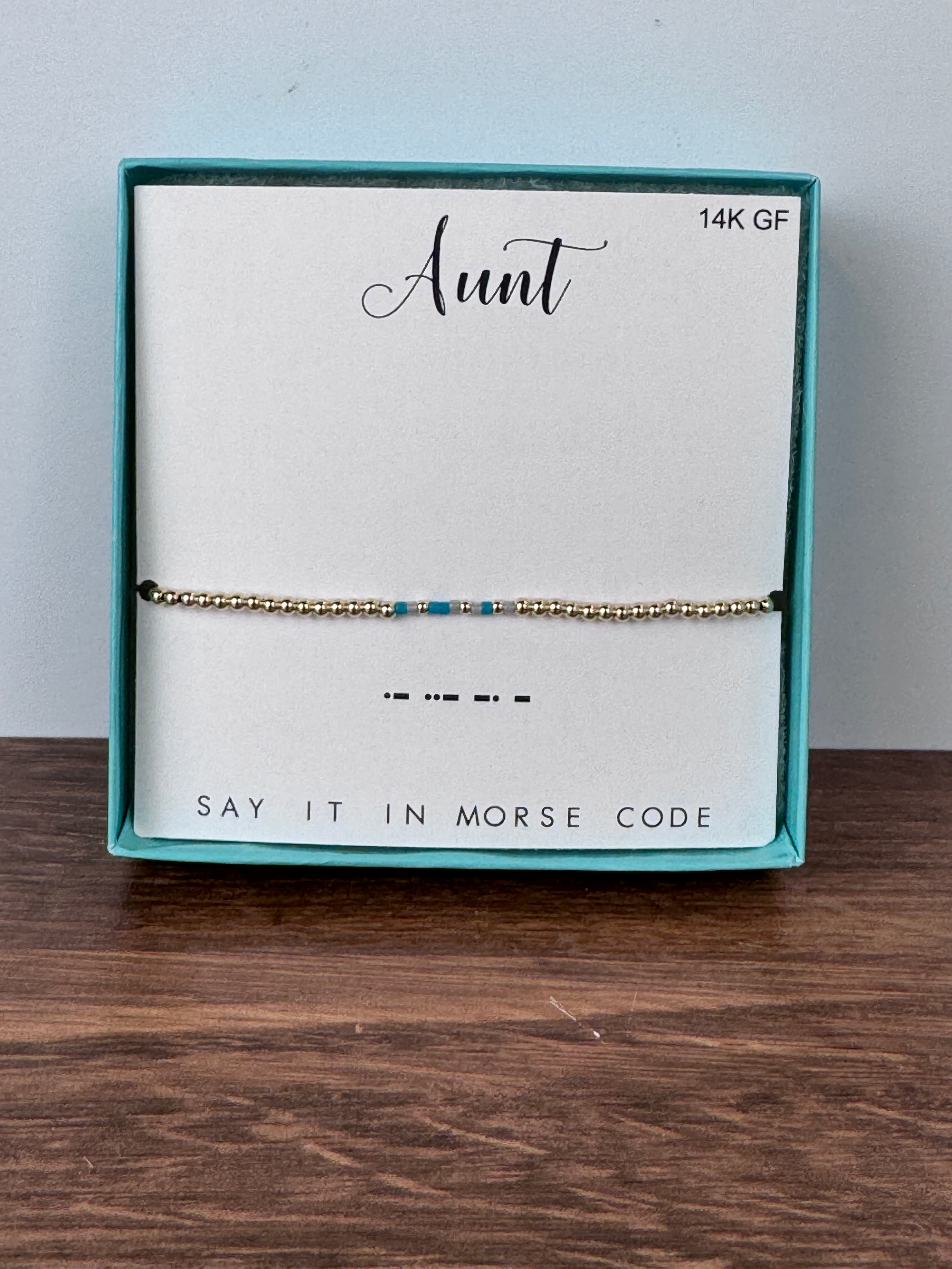 Aunt Morse Code Bracelet | Gold