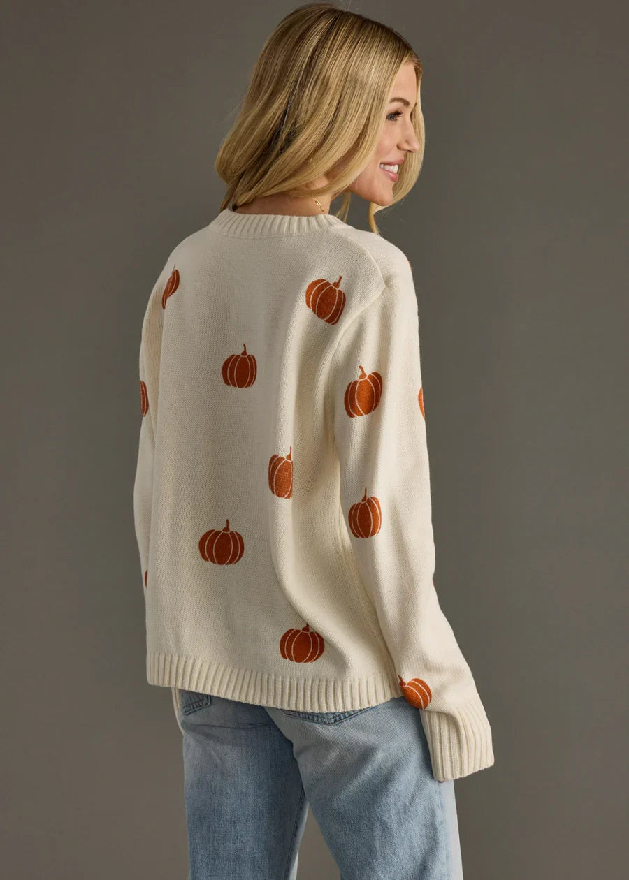 Autumn Pumpkin Super Soft Knit Sweater – Cozy Women’s Fall Sweater