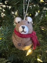 Brown Bear w/Scarf Felt Ornament