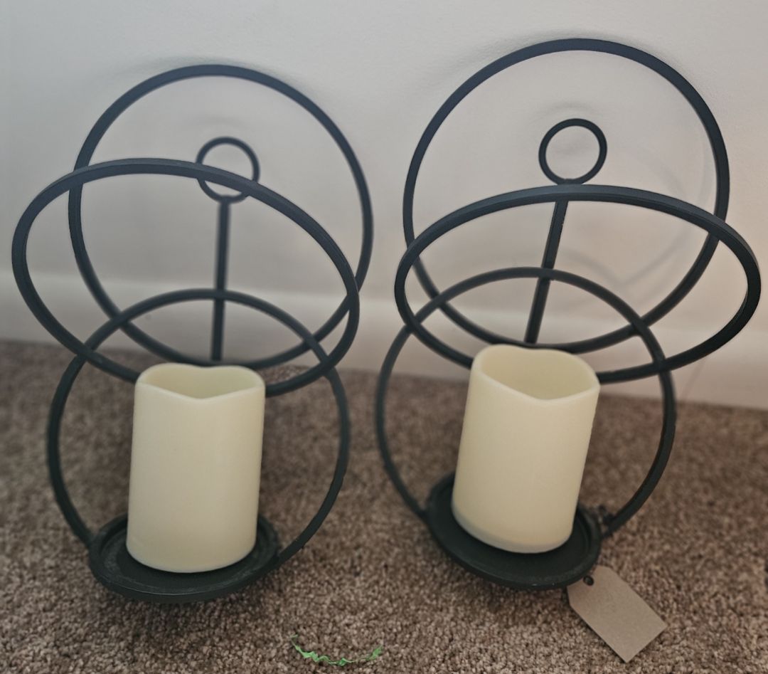 Mid-Century Modern Metal Wall Sconces for Candles or Plants SET OF 2