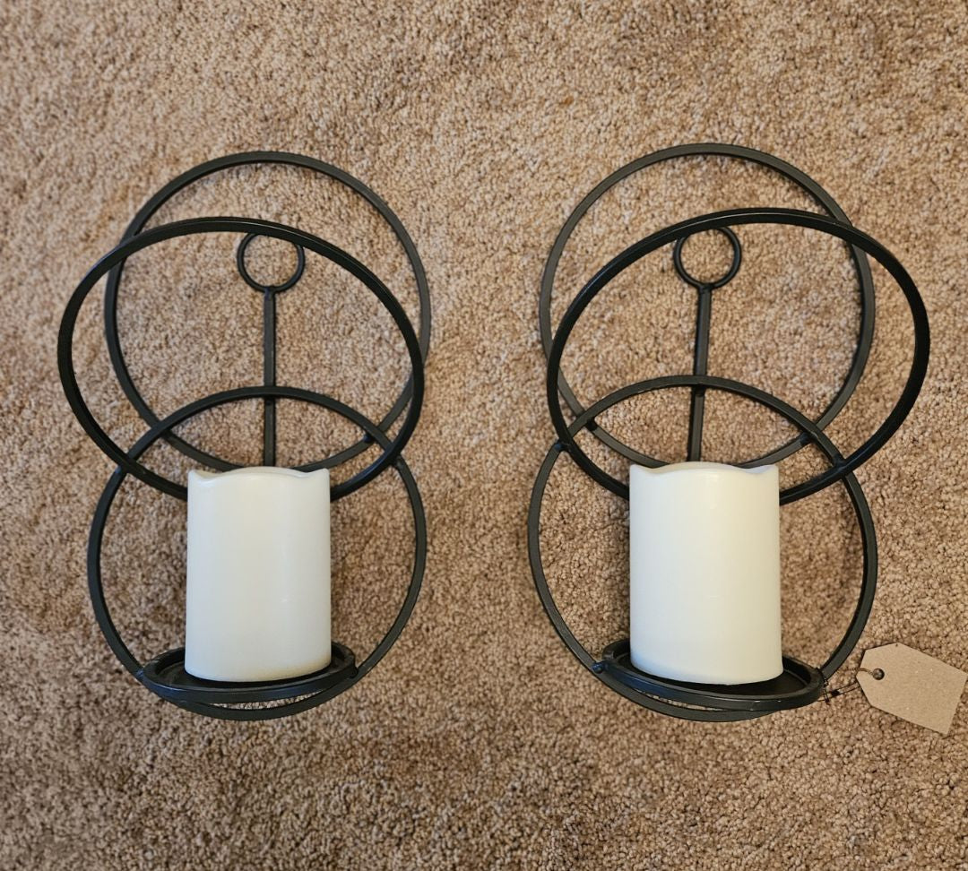 Mid-Century Modern Metal Wall Sconces for Candles or Plants SET OF 2