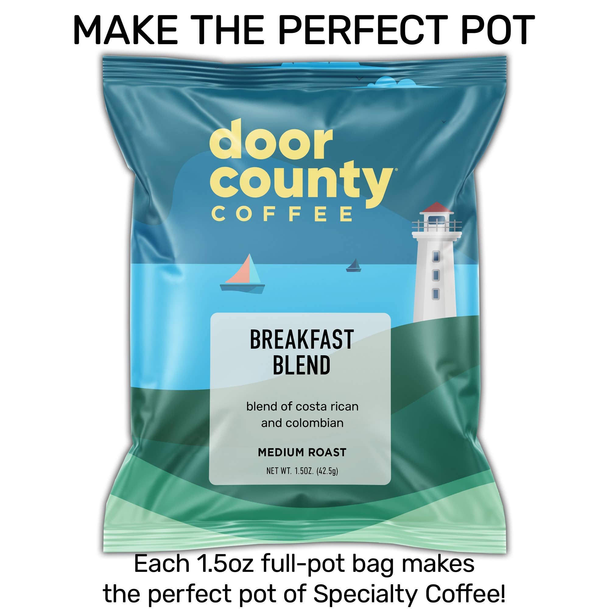 Breakfast Blend Coffee Medium Roast Ground, 1.5oz Full Pot Coffee Bags - JSQ Mercantile