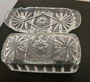 Vintage Anchor Hocking Covered Butter Dish Star of David (set of 2)