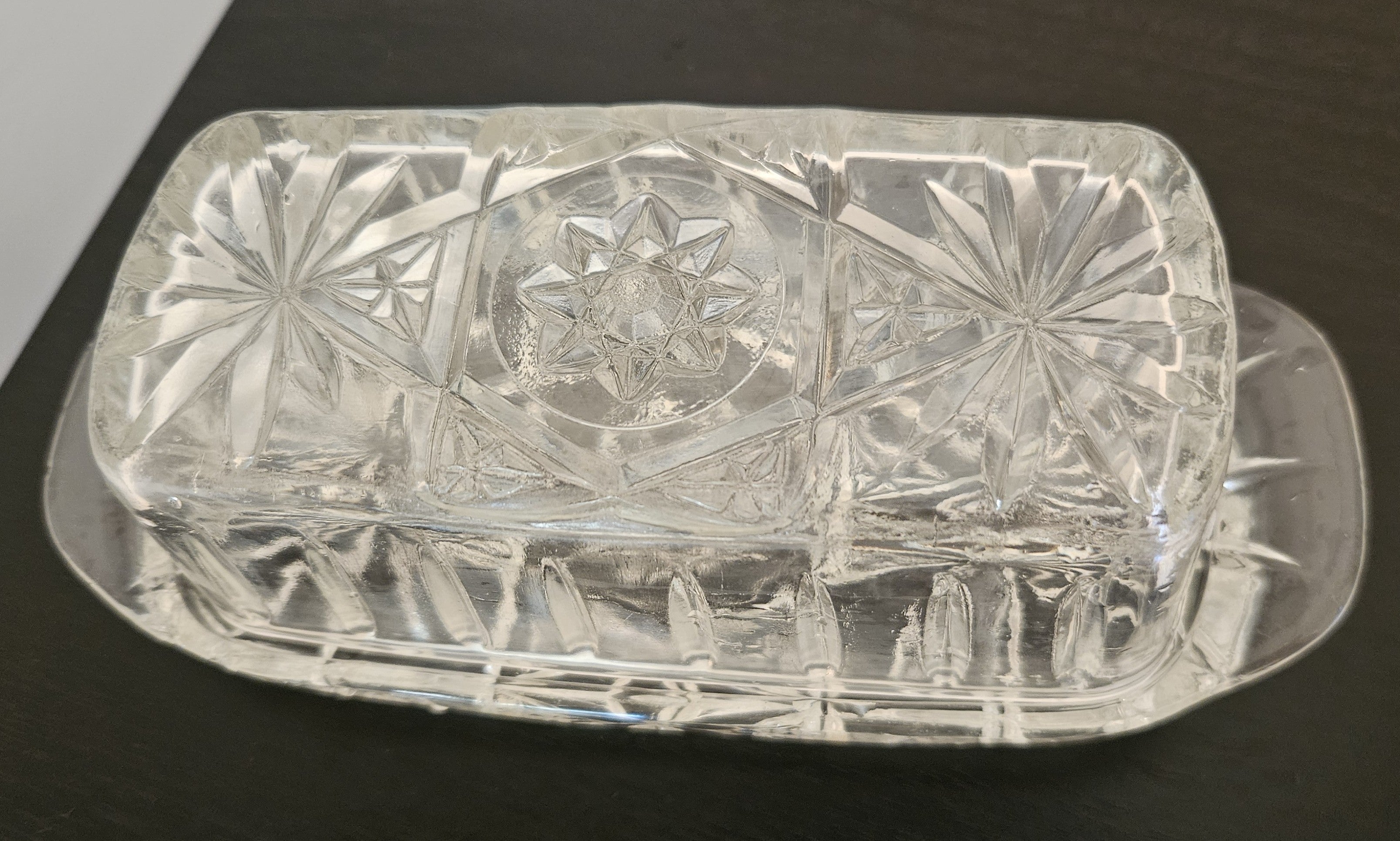 Vintage Anchor Hocking Covered Butter Dish Star of David (set of 2)