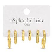Set of 3 Graduating Textured Hoop Earrings | Gold Plated