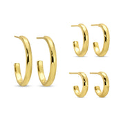 Set of 3 Graduating Textured Hoop Earrings | Gold Plated