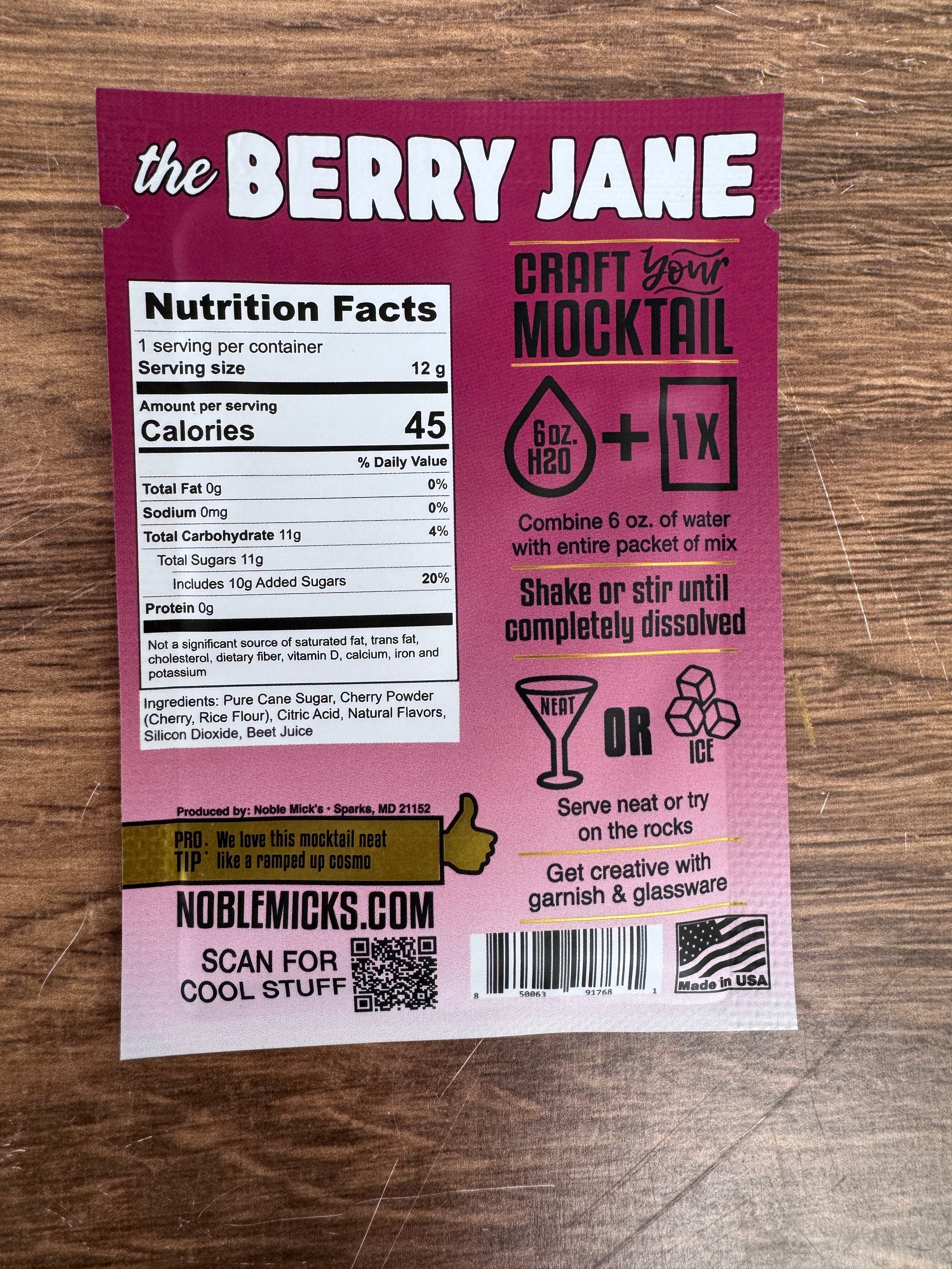 The Berry Jane Single Serve Craft Mocktail by Noble Micks