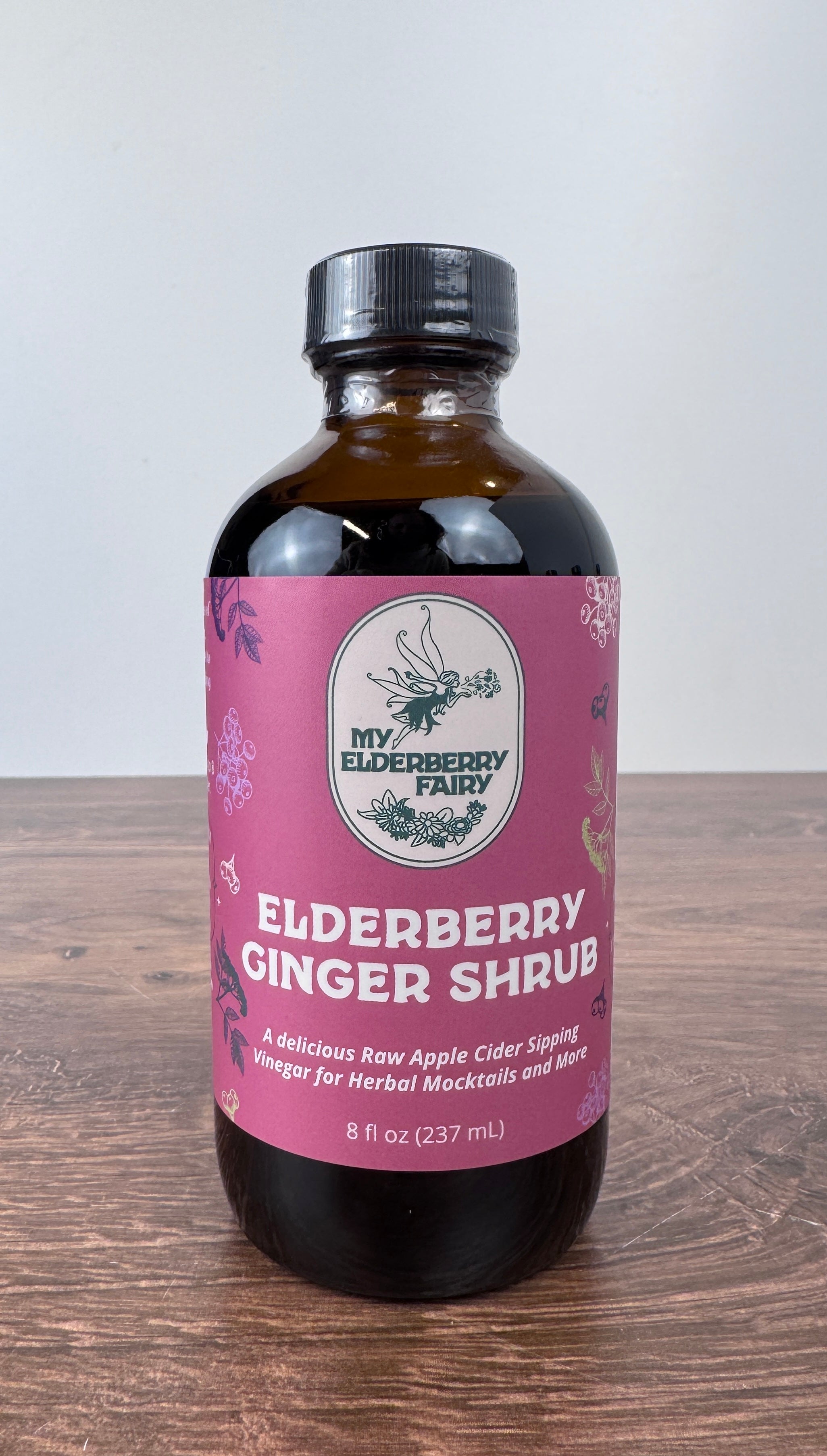 Elderberry Ginger Shrub – Spiced Botanical Vinegar Elixir (8 oz)