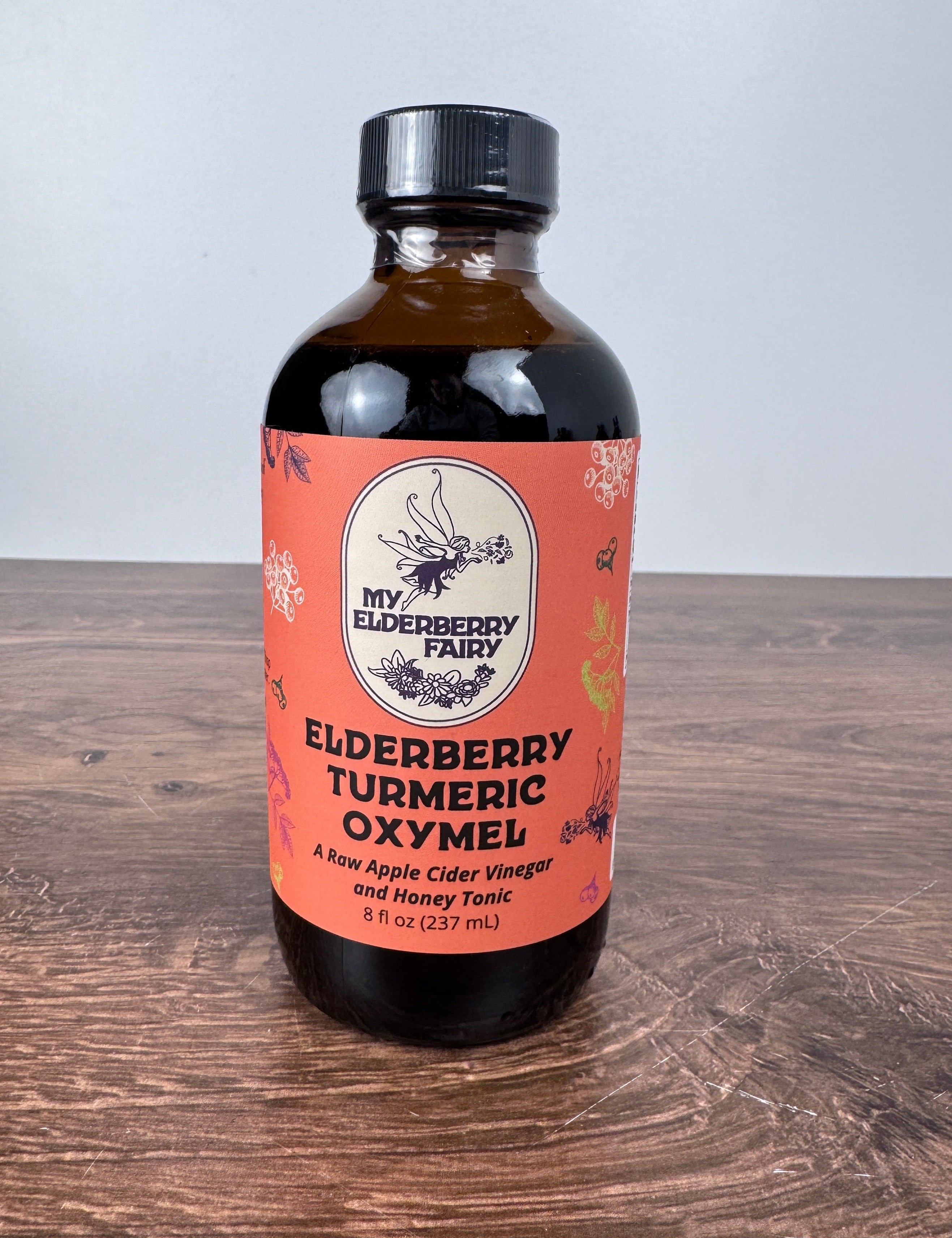 8 oz Bottle of Elderberry Tumeric Oxymel